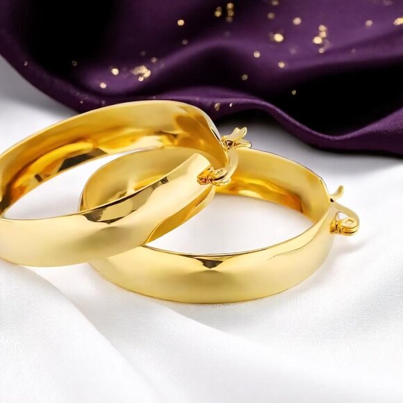 ๐๏ธBold 18K Gold Plated Stainless Steel Chunky Hoop Earrings | Trendy Statement - Picture 5 of 11